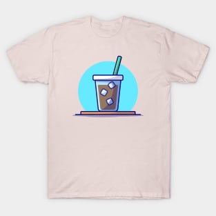 Ice Coffee Cartoon Vector Icon Illustration T-Shirt